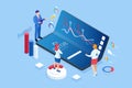 Isometric Business and Finance Analysts, Analyzing Key Performance Indicators, Business Data Analyst and Auditing