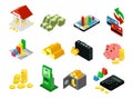 Isometric Business Financial Icons Set Royalty Free Stock Photo