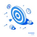 Isometric business goal line style concept. Target illustration