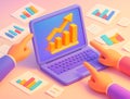 Isometric Business Growth Analysis Royalty Free Stock Photo