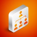 Isometric Business hierarchy organogram chart infographics icon isolated on orange background. Corporate organizational Royalty Free Stock Photo