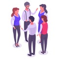 Isometric business meeting. Teamwork office people group. Office colleagues conversation 3d vector illustration Royalty Free Stock Photo