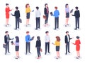 Isometric business people. Businessman team, businesswoman working collective and crowd of office worker persons vector