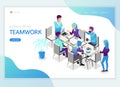 Isometric business people teamwork character vector design. For landing page, web banner, infographics and background template Royalty Free Stock Photo