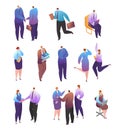 Isometric business people vector illustration, cartoon 3d man woman employee character in office professional work poses Royalty Free Stock Photo