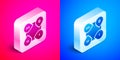 Isometric Business presentation infographic element icon isolated on pink and blue background. Silver square button Royalty Free Stock Photo