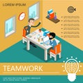 Isometric Business Teamwork Colorful Template