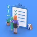 Clipboard with a checklist. Project management, planning and keeping score of the completed tasks concept. Royalty Free Stock Photo