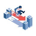 Isometric Businessman Going to The New Job New Office Royalty Free Stock Photo