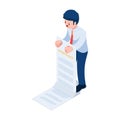 Isometric Businessman Hands Locked by Contract Document