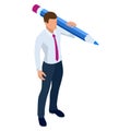 Isometric businessman isolated on write. Creating an office worker character, cartoon people. Business people. Man with Royalty Free Stock Photo