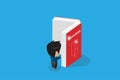 Isometric businessman open a book, success and business concept