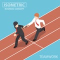 Isometric Businessman Passing Baton to His Colleague in Relay Ra Royalty Free Stock Photo