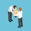 Isometric businessman share idea to his friend