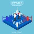 Isometric businessmen fighting on boxing ring Royalty Free Stock Photo