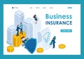 Isometric Businessmen insure their assets Royalty Free Stock Photo