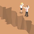 Isometric businesspeople standing at edge of the cliff Royalty Free Stock Photo