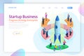 Isometric Businnes Start Up for web page, banner, presentation, social media concept landing page design. Income and