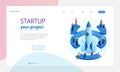 Isometric Businnes Start Up for web page, banner, presentation, social media concept landing page design. Income and