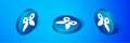 Isometric Butterfly icon isolated on blue background. Blue circle button. Vector Royalty Free Stock Photo