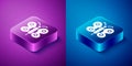 Isometric Butterfly icon isolated on blue and purple background. Square button. Vector Royalty Free Stock Photo