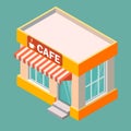 Isometric cafe building isolated on a white background. Building icon in the isometric projection. Vector illustration