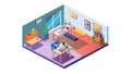 Isometric Call Center with Agent Workstations, vector design Generative AI Royalty Free Stock Photo