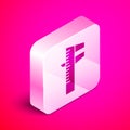 Isometric Calliper or caliper and scale icon isolated on pink background. Precision measuring tools. Silver square