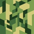 Isometric camouflage pattern. Military seamless texture. Green color geometric camo background. Royalty Free Stock Photo