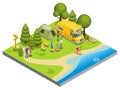 Isometric Camping Concept Royalty Free Stock Photo