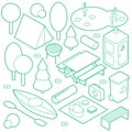 Isometric Camping Objects Set Royalty Free Stock Photo