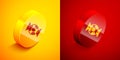 Isometric Candy icon isolated on orange and red background. Happy Halloween party. Circle button. Vector Royalty Free Stock Photo
