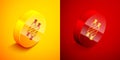 Isometric Candy icon isolated on orange and red background. Happy Valentines day. Circle button. Vector Royalty Free Stock Photo