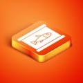 Isometric Canned fish icon isolated on orange background. Vector.