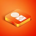 Isometric Canned fish icon isolated on orange background. Vector.