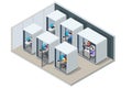 Isometric Capsule Office Pod. Movable Portable Meeting Soundproof Booth Acoustic Private Office Meeting Pod Phone Booth