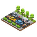 Isometric Car Accident Concept