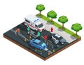 Isometric Car Accidents Composition