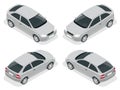 Isometric car. Hatchback car. Flat 3d vector high quality city transport icon set. Royalty Free Stock Photo