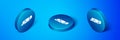 Isometric Car headlight icon isolated on blue background. Blue circle button. Vector Illustration Royalty Free Stock Photo