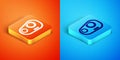Isometric Car headlight icon isolated on orange and blue background. Vector Royalty Free Stock Photo