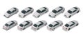 Isometric Car Sedan. Automobile set. Urban transport. Silver sedan car on white background