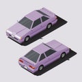 Isometric car sedan in lowpoly style