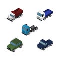 Isometric Car Set Of Armored, Truck, Lorry And Other Vector Objects. Also Includes Freight, Car, Pickup Elements. Royalty Free Stock Photo