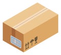 Isometric cardboard box. Carton package icon. Closed parcel Royalty Free Stock Photo