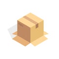Isometric cardboard icon. Cartoon package box illustration