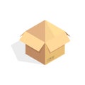 Isometric cardboard icon. Cartoon package box illustration