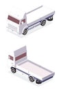 Isometric Cargo Truck. Front and Back View. Commercial Transport. Logistics