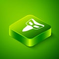 Isometric Carnival mask icon isolated on green background. Masquerade party mask. Green square button. Vector Royalty Free Stock Photo