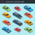 Isometric cars collection Royalty Free Stock Photo